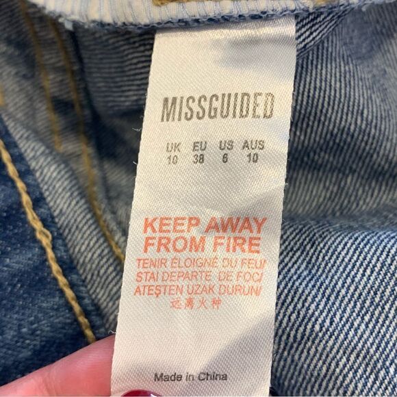 Missguided Wide Leg Raw Hem Side Stripe High Rise Jeans Size 6 - Picture 8 of 9